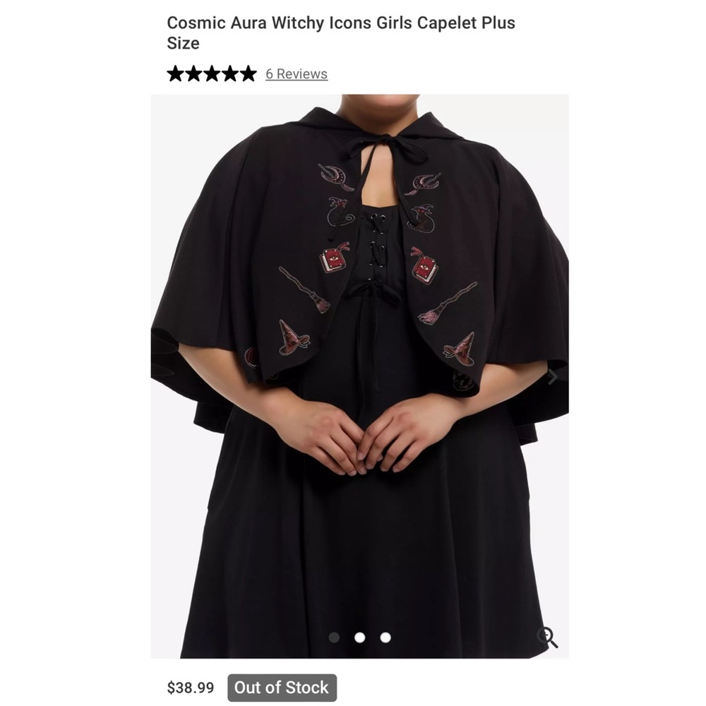 Cosmic Aura Witchy Embroidery Capelet Magical Whimsical Pixie Renaissance XL/2XL - Picture 10 of 10